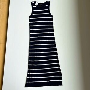 Banana Republic Sleeveless Striped Sweater Midi Dress- Navy/White- Tall Small